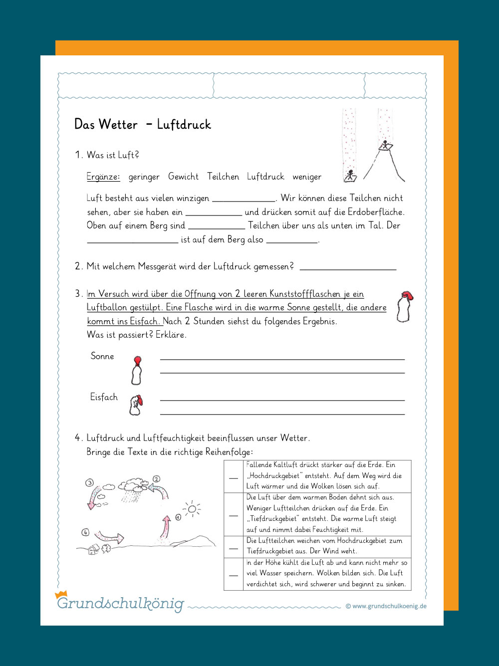 Thermometer Arbeitsblatt erste Klasse